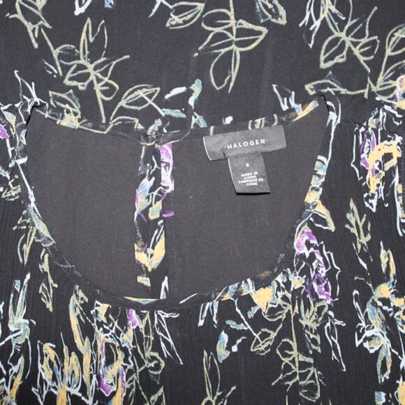 Halogen Black Floral Pleated Sleeveless Shell Office Casual Blouse Size … - Picture 6 of 6